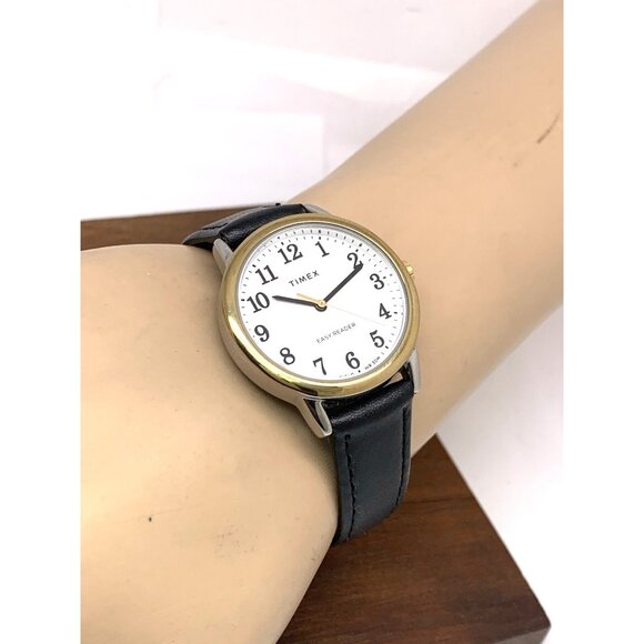 Timex Women's Watch TW2V94800 Quartz Indiglo White Dial Black Leather Strap 30mm - Picture 5 of 14